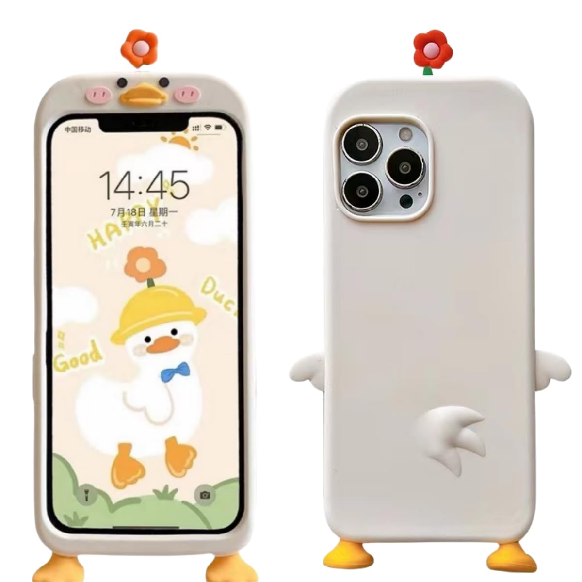 Veelgeluk Ugly Phone Cases for iPhone 15 Funny Cute Phone Case with 3D Cartoon Duck and Foot Ugly Weird Girly Phone Cases for Teen Women Girls